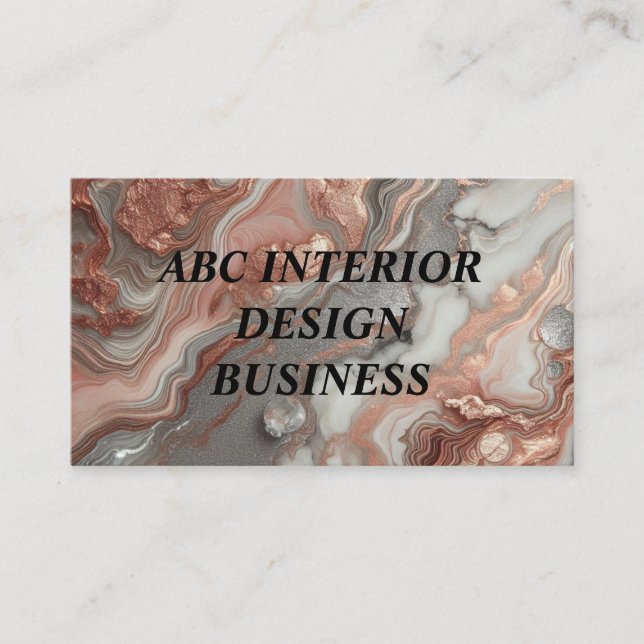 Modern gold rose silver marble texture typography  business card (Front)