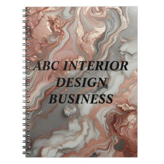 Modern gold rose silver marble texture typography notebook