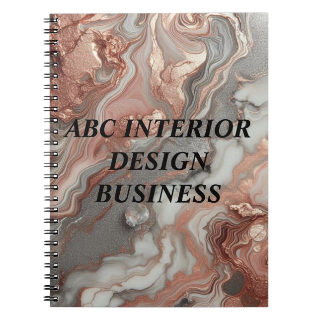 Modern gold rose silver marble texture typography  notebook (Front)