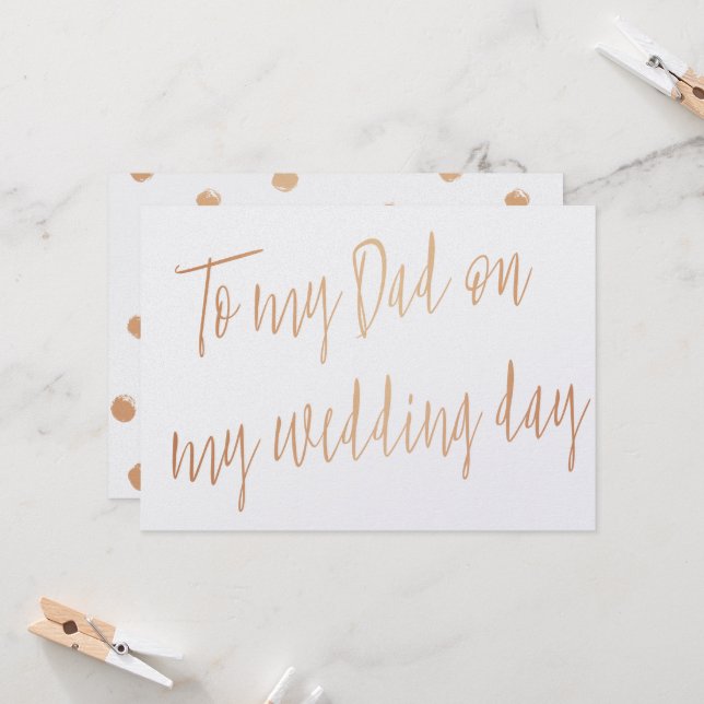 Modern Gold Rose "To my Dad on my wedding day" Card (Front/Back In Situ)
