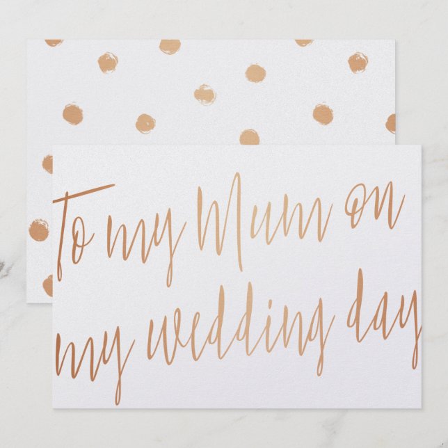 Modern Gold Rose "To my mom on my wedding day" Invitation (Front/Back)