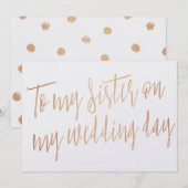 Modern Gold Rose "To my sister on my wedding day" (Front/Back)