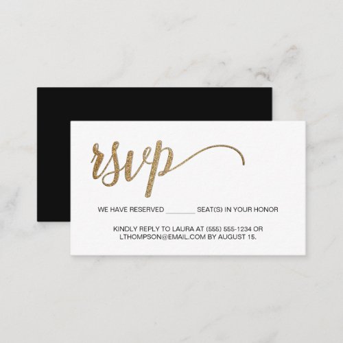 Modern Gold RSVP no mailing Reserved Seat Small Enclosure Card