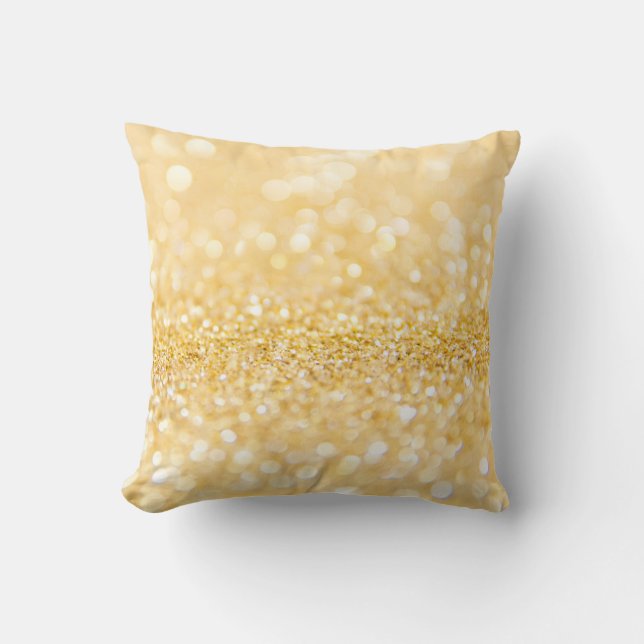 Modern Gold Sandy Glitter Throw Pillow (Front)