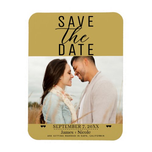 Modern Gold Save the Date Wedding Photo Magnet