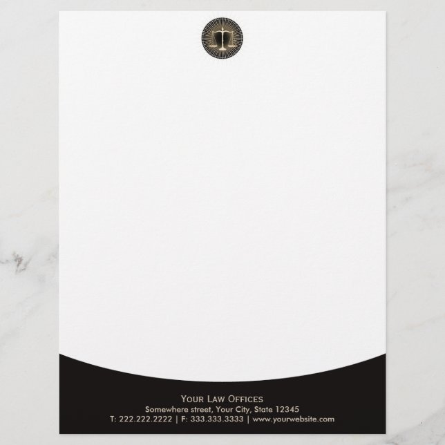 Modern Gold Scale of Justice Lawyer Attorney Legal Letterhead (Front)