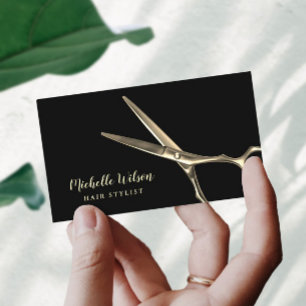 Modern Gold Scissor Hair Stylist Beauty Salon Business Card
