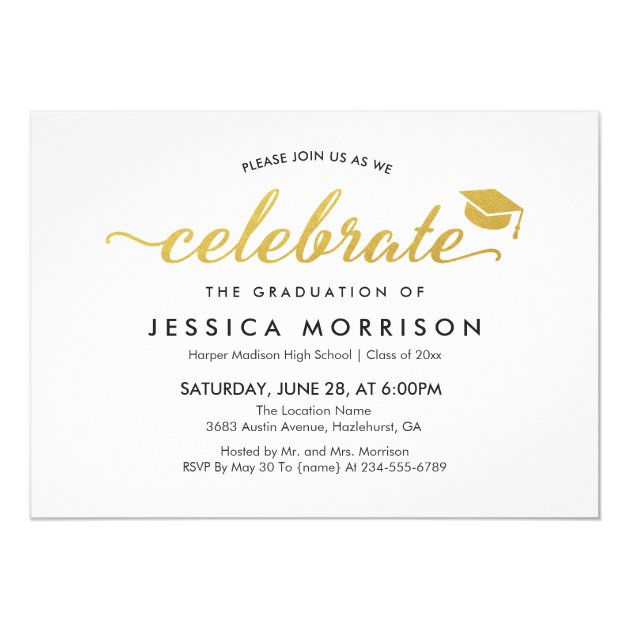 Modern Gold Script 2018 Graduation Announcement