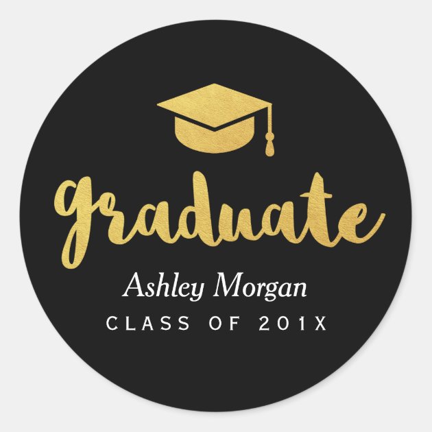 Modern Gold Script 2018 Grad Graduation Favor Classic Round Sticker