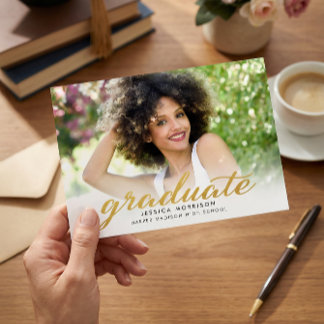 Modern Gold Script 2025 Graduation Announcement