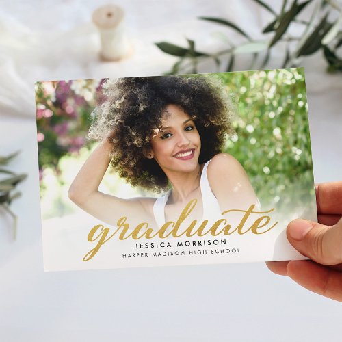 Modern Gold Script 2018 Graduation Announcement
