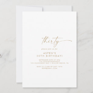 Modern Gold Script 30th Birthday Party Invitation