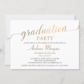 Modern Gold Script Black & White Graduation Party Invitation (Front)