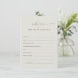 Modern Gold Script Boho Wedding Advice Card<br><div class="desc">Modern Gold Script Boho Wedding Advice Card. Click the personalize button to customize this design.</div>