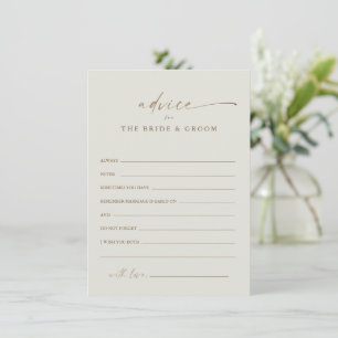 Modern Gold Script Boho Wedding Advice Card