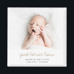 Modern Gold Script Boy or Girl Birth Announcement Magnet<br><div class="desc">This simply charming photo birth announcement magnet features a contemporary design that lets you easily customize it to suit your style. In choosing a script for your baby's name, we were looking for something informal, with personality but also an orderly flow that's easy to read, and we found something we...</div>