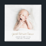 Modern Gold Script Boy or Girl Birth Announcement Magnet<br><div class="desc">This simply charming photo birth announcement magnet features a contemporary design that lets you easily customize it to suit your style. In choosing a script for your baby's name, we were looking for something informal, with personality but also an orderly flow that's easy to read, and we found something we...</div>