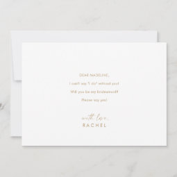 Modern Gold Script Bridesmaid Proposal Card | Zazzle