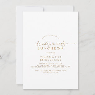 Modern Gold Script Bridesmaids Luncheon Invitation