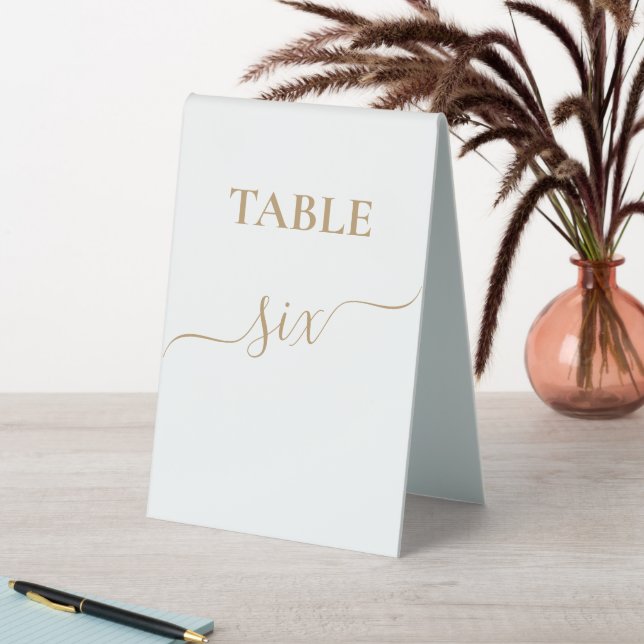 Modern Gold Script Calligraphy Table Tent Sign (In SItu (Table))