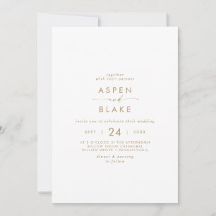 Modern Gold Script Casual Wedding Invitation