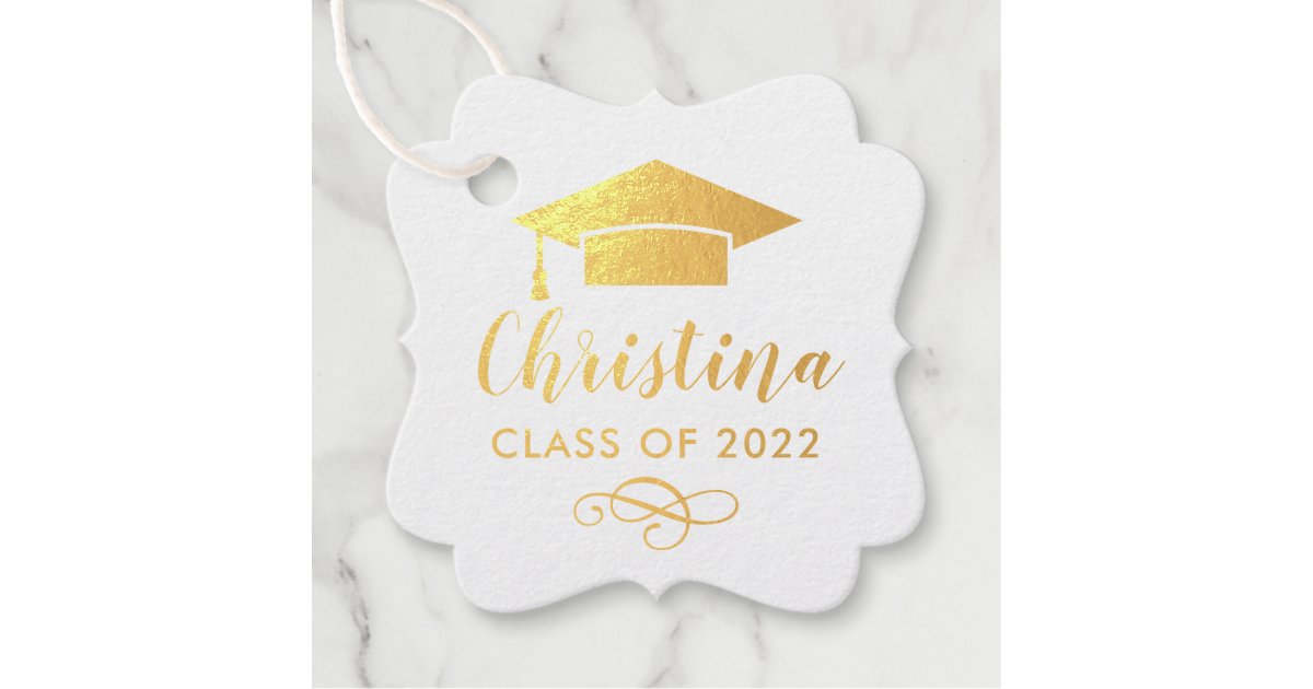 Modern Gold Script Custom Photo Graduation Party Foil Favor ...