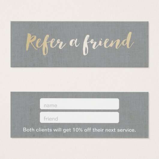 Modern Gold Script Elegant Silver Linen (Front & Back)