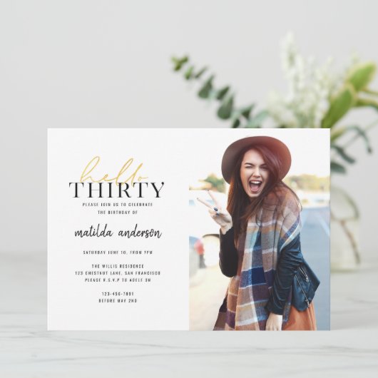 Modern gold script & geometric thirtieth birthday (Standing Front)