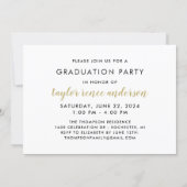 Modern Gold Script Graduate Photo Graduation Party Invitation (Back)