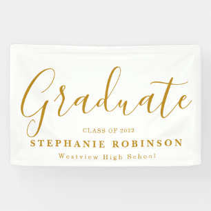 Modern Gold Script Graduation Party Banner
