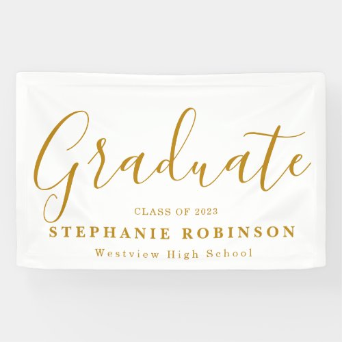 Modern Gold Script Graduation Party Banner