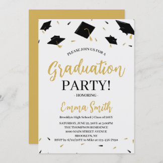 Modern Gold Script Graduation Party Invitation