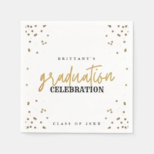 Modern Gold Script Graduation Party Napkins