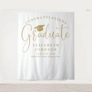 Modern Gold Script Graduation Party Photo Backdrop