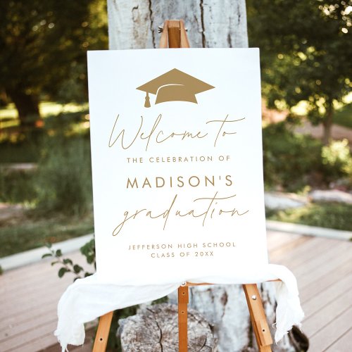 Modern Gold Script Graduation Party Welcome Sign