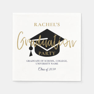 Modern Gold Script Graduation Party Welcome Sign Napkins