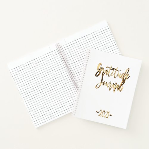 Modern Gold Script Gratitude Journal 2021 White