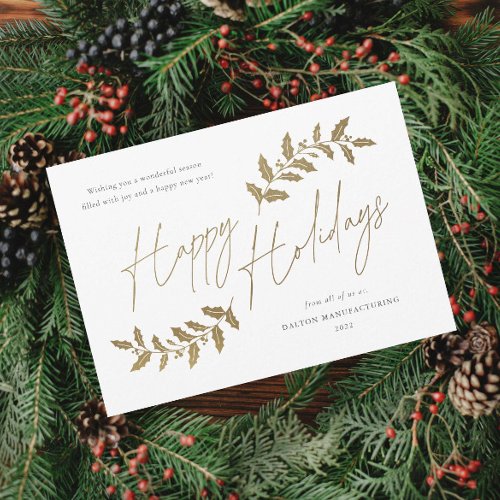 Modern Gold Script Happy Holidays Business Holiday