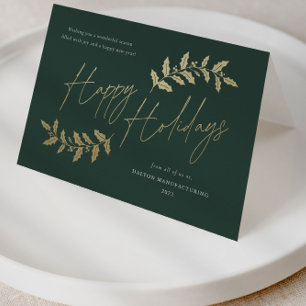 Modern Gold Script Happy Holidays Business Holiday Card