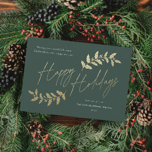 Modern Gold Script Happy Holidays Business Holiday Card