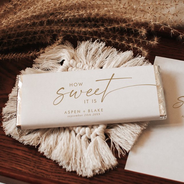 Modern Gold Script How Sweet It Is Wedding Hershey Bar Favors (Creator Uploaded)