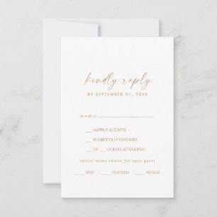 Modern Gold Script Menu Choice RSVP Card