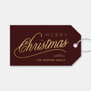 Modern Gold Script Merry CHristmas Gift Tags