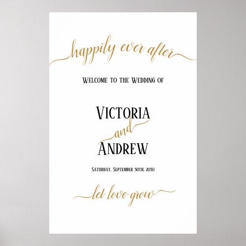 Modern Gold Script Minimal Wedding Poster