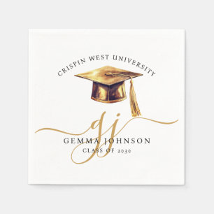 Modern Gold Script Minimalist Graduation Napkins