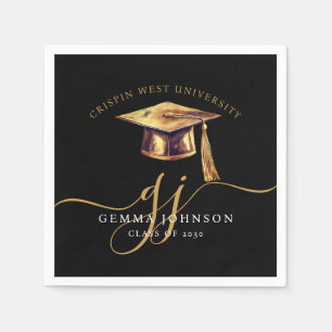 Modern Gold Script Minimalist Graduation Napkins