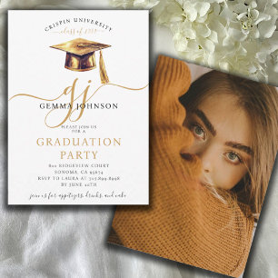 Modern Gold Script Minimalist Graduation Party In Invitation