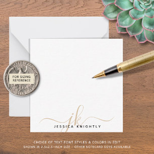 Modern Gold Script Monogram Initials Minimal Note