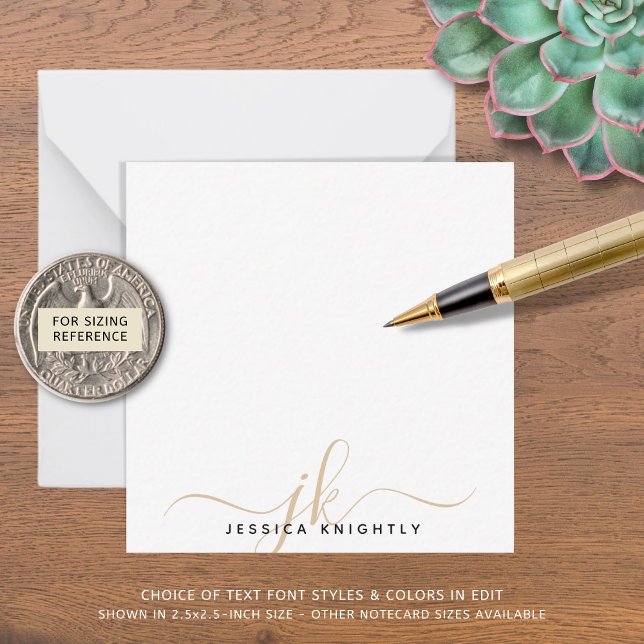Modern Gold Script Monogram Initials Minimal Note (Creator Uploaded)