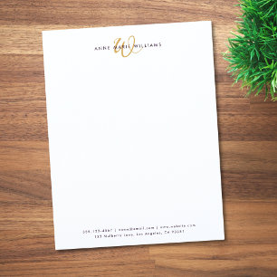 Modern Gold Script Monogram Letterhead